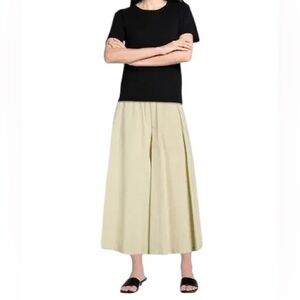 OTTOD'AME Women’s Beige Wide-Leg 100% Cotton Cropped Pants Culottes-Size 6